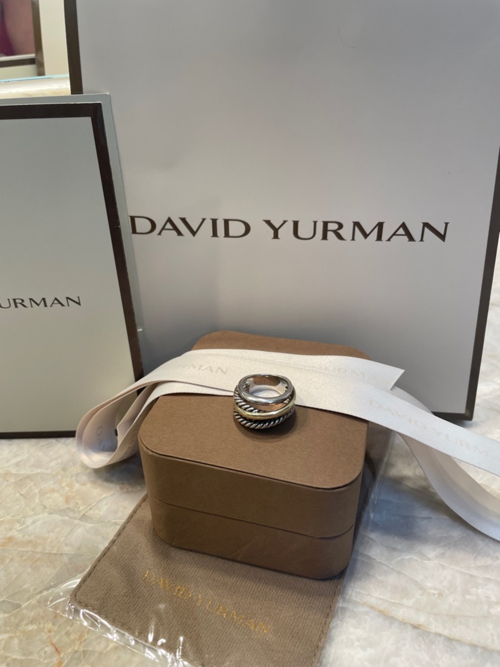 David Yurman CROSSOVER RING
Sterling Silver with 14K Yellow Gold, 14.7mm - Picture 3 of 9
